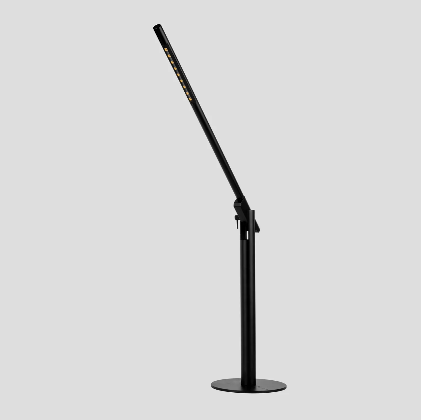 Calibre in black, its dotted LED arm raised