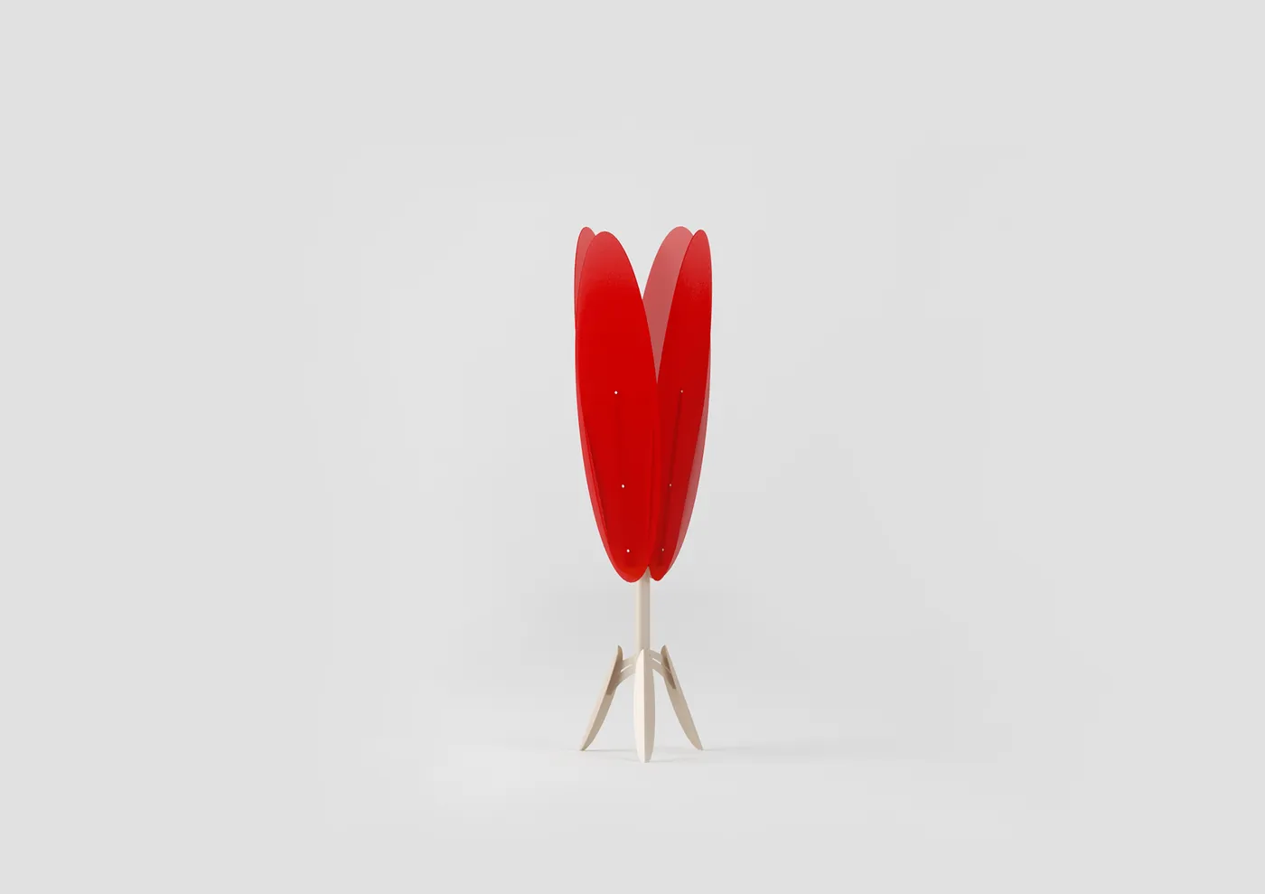 A single tulip lamp of the procession, standing on its Dot legs