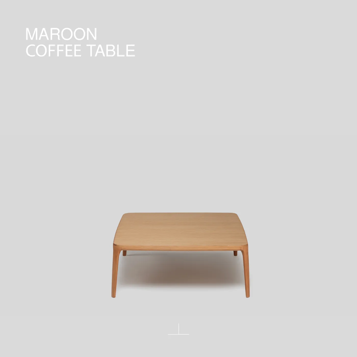 Maroon coffee table, low and softly squared