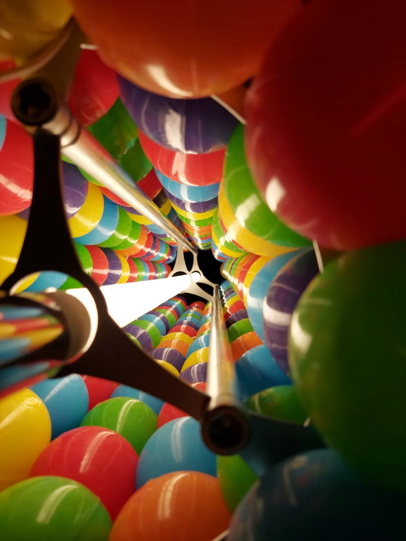 Looking up through Tooper's colourful interior